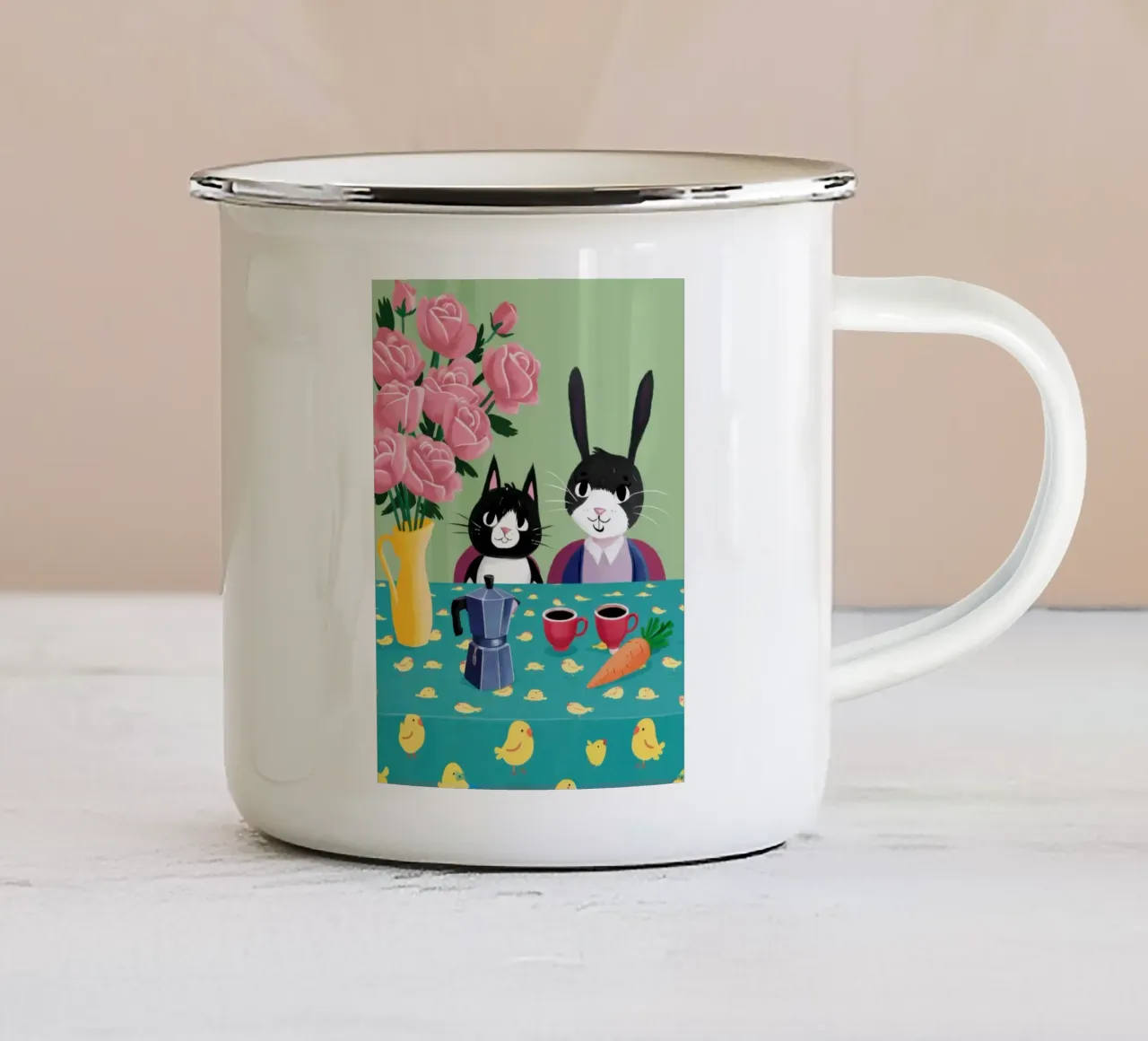 Tea Party felino tazza in smalto da Monuments Fire