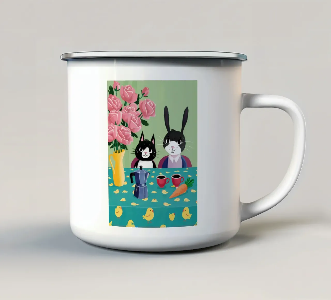 Tea Party felino tazza in smalto da Monuments Fire