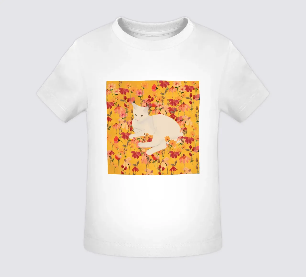 Gatto bianco in fiore maglietta neonato da ThingDesign
