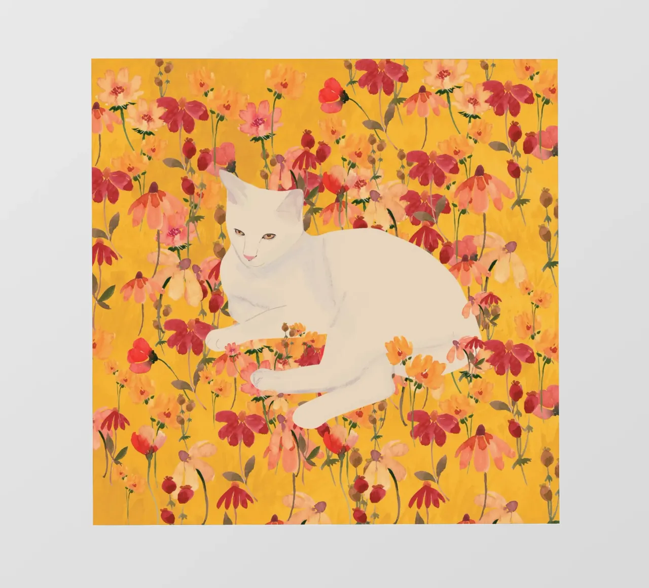 Gatto bianco in fiore pellicola backlit da ThingDesign