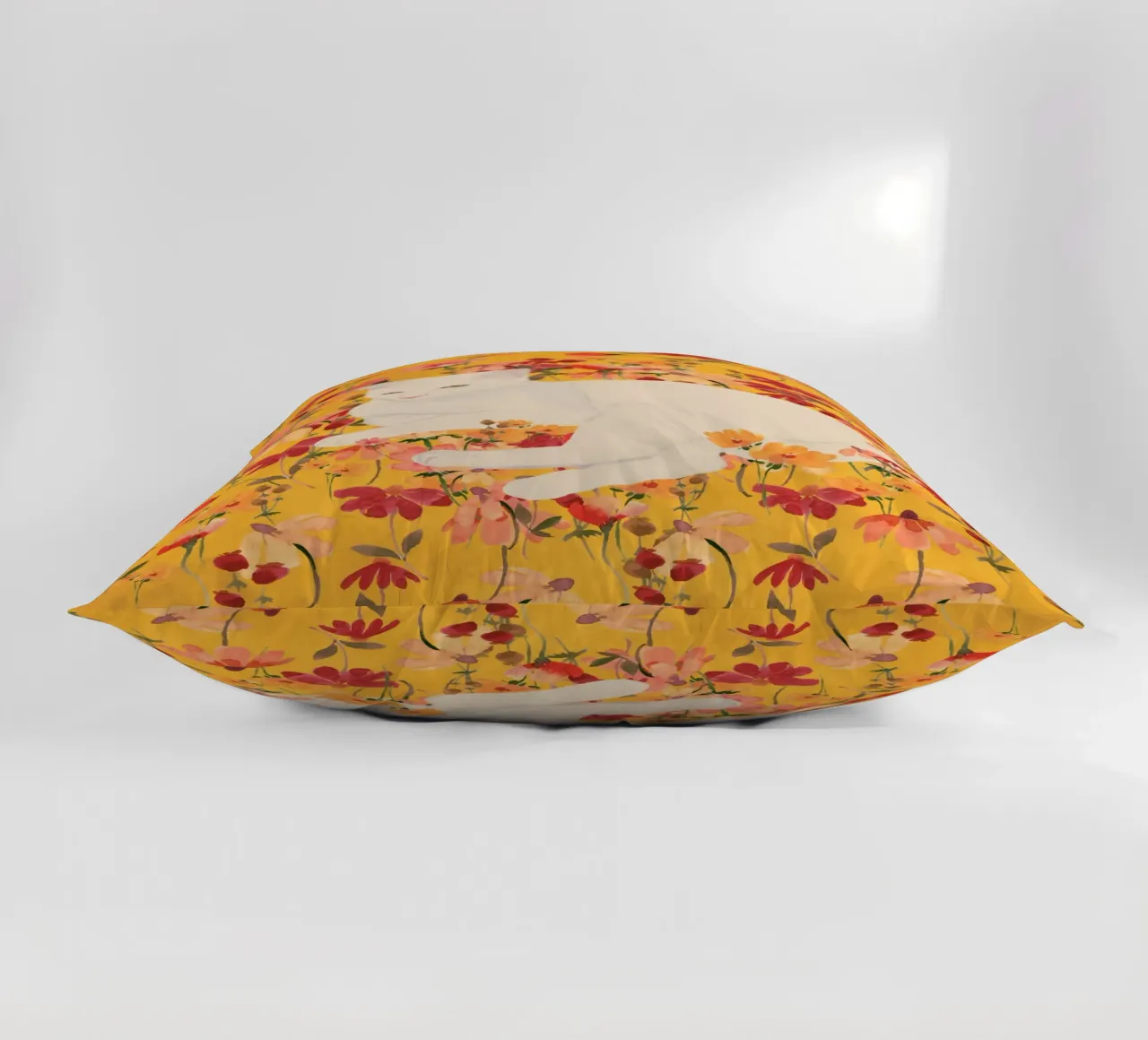 Gatto bianco in fiore cuscino da ThingDesign