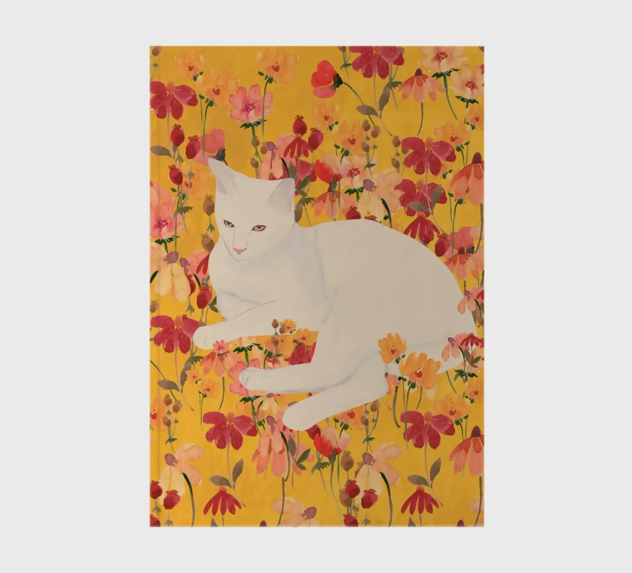 White Cat in Soft Bloom notebook by ThingDesign