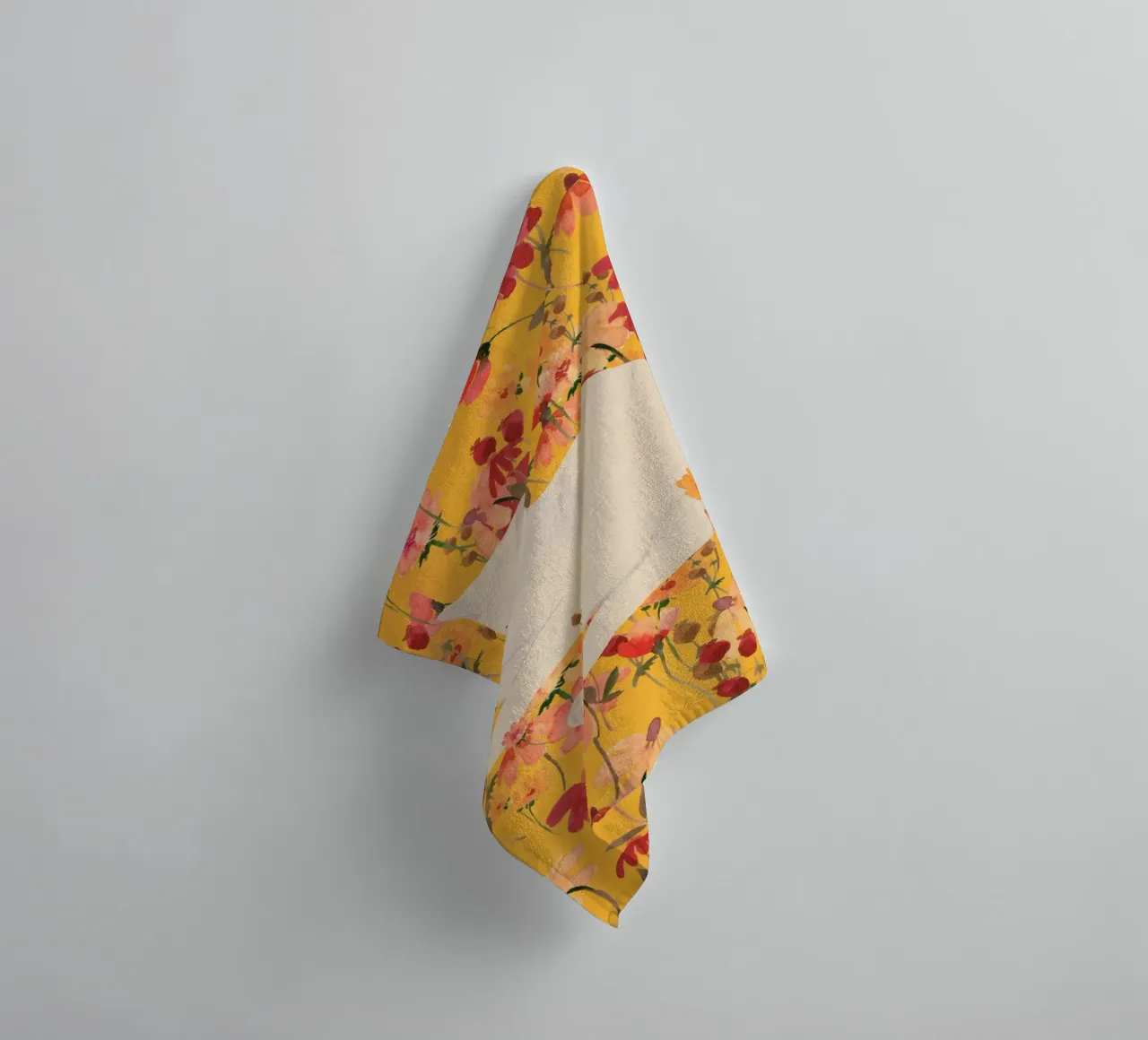 White Cat in Soft Bloom towel by ThingDesign