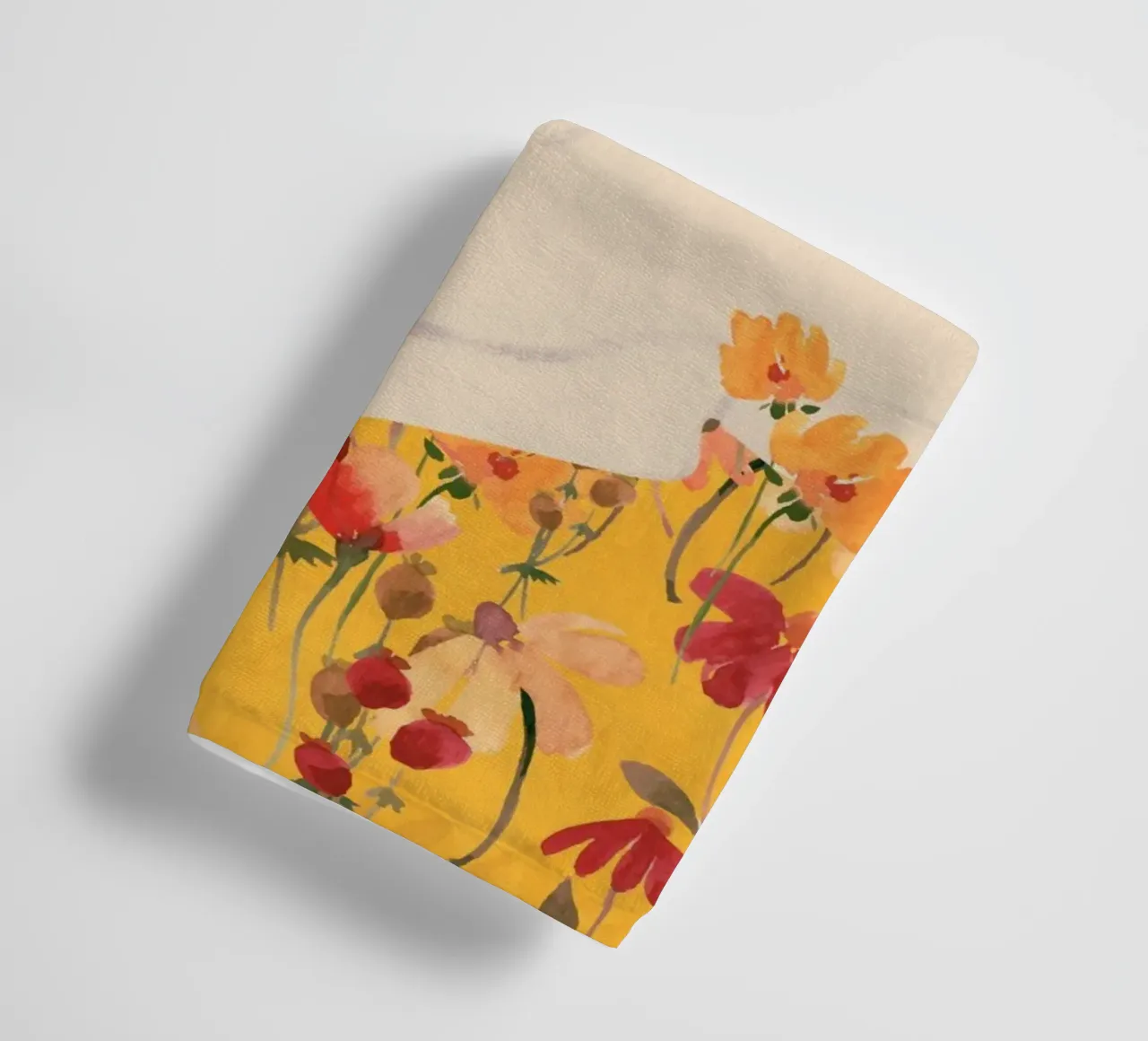 White Cat in Soft Bloom towel by ThingDesign