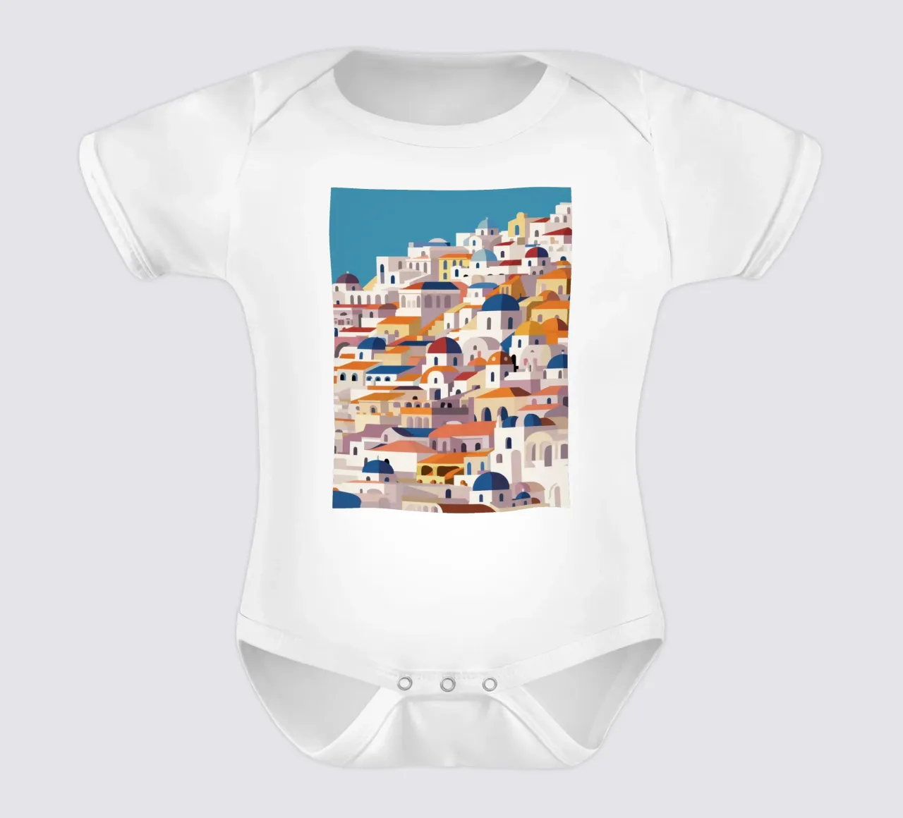 Sogno estivo di Santorini body neonato maniche corte da Monuments Fire