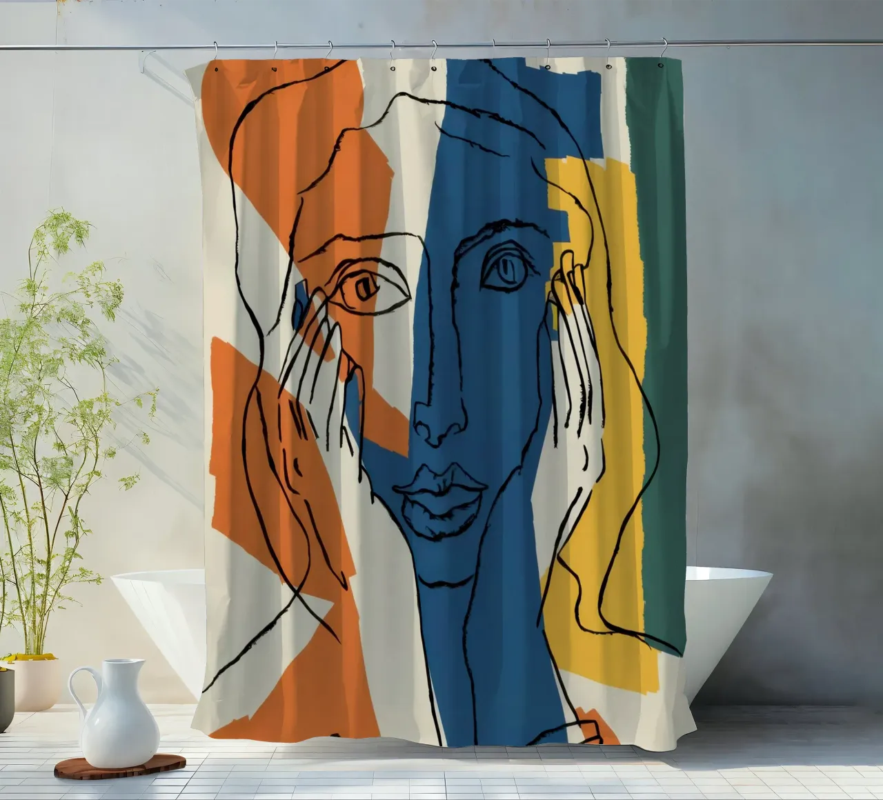 Linear Visage Flow shower curtain by Monuments Fire