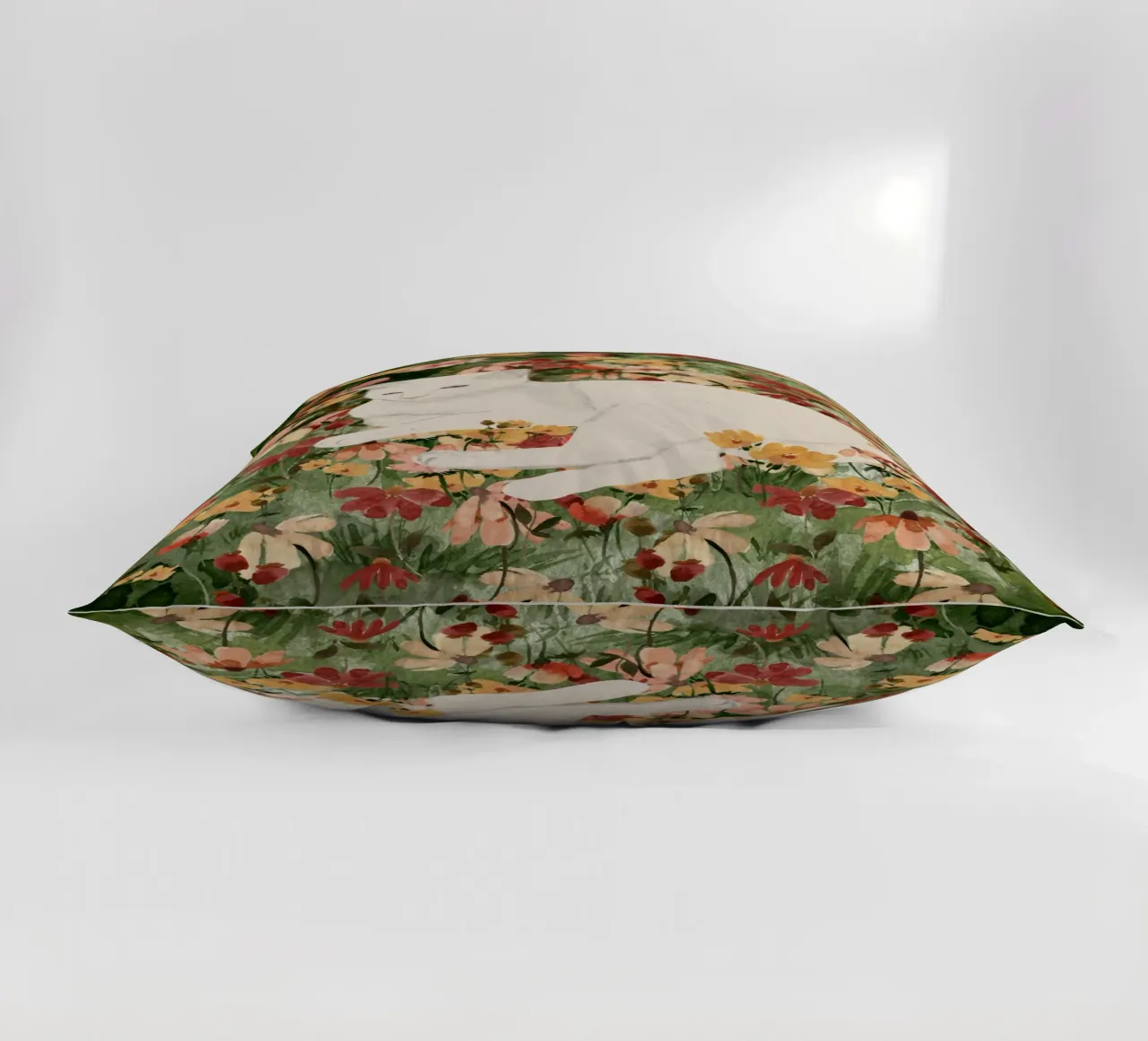 Gatto bianco in fiore 2 cuscino da ThingDesign