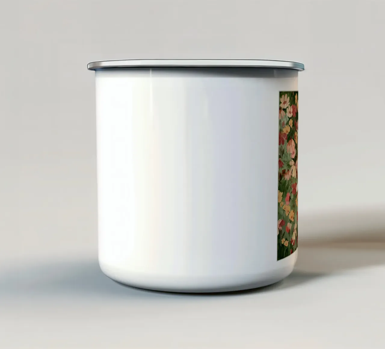 Gatto bianco in fiore 2 tazza in smalto da ThingDesign