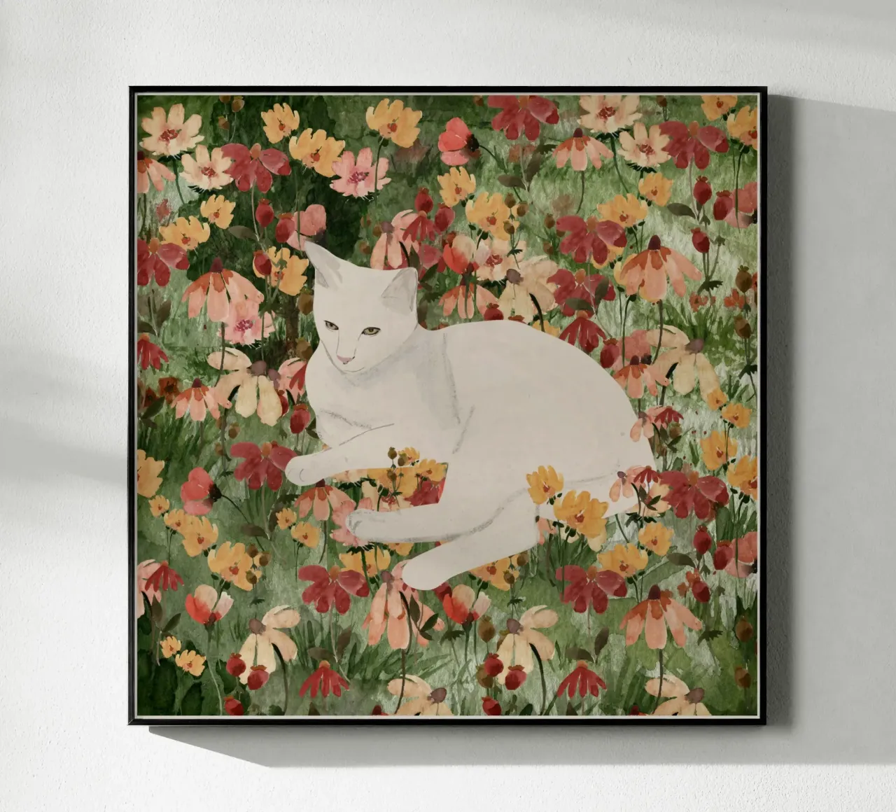 Gatto bianco in fiore 2 plexiglass da ThingDesign