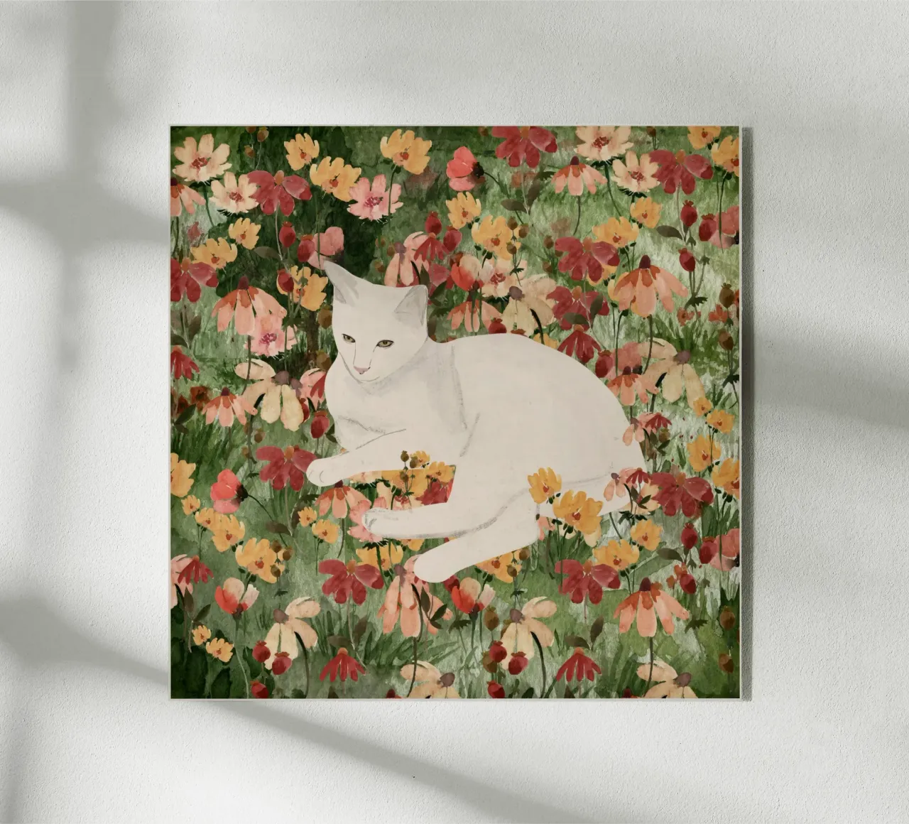 Gatto bianco in fiore 2 plexiglass da ThingDesign