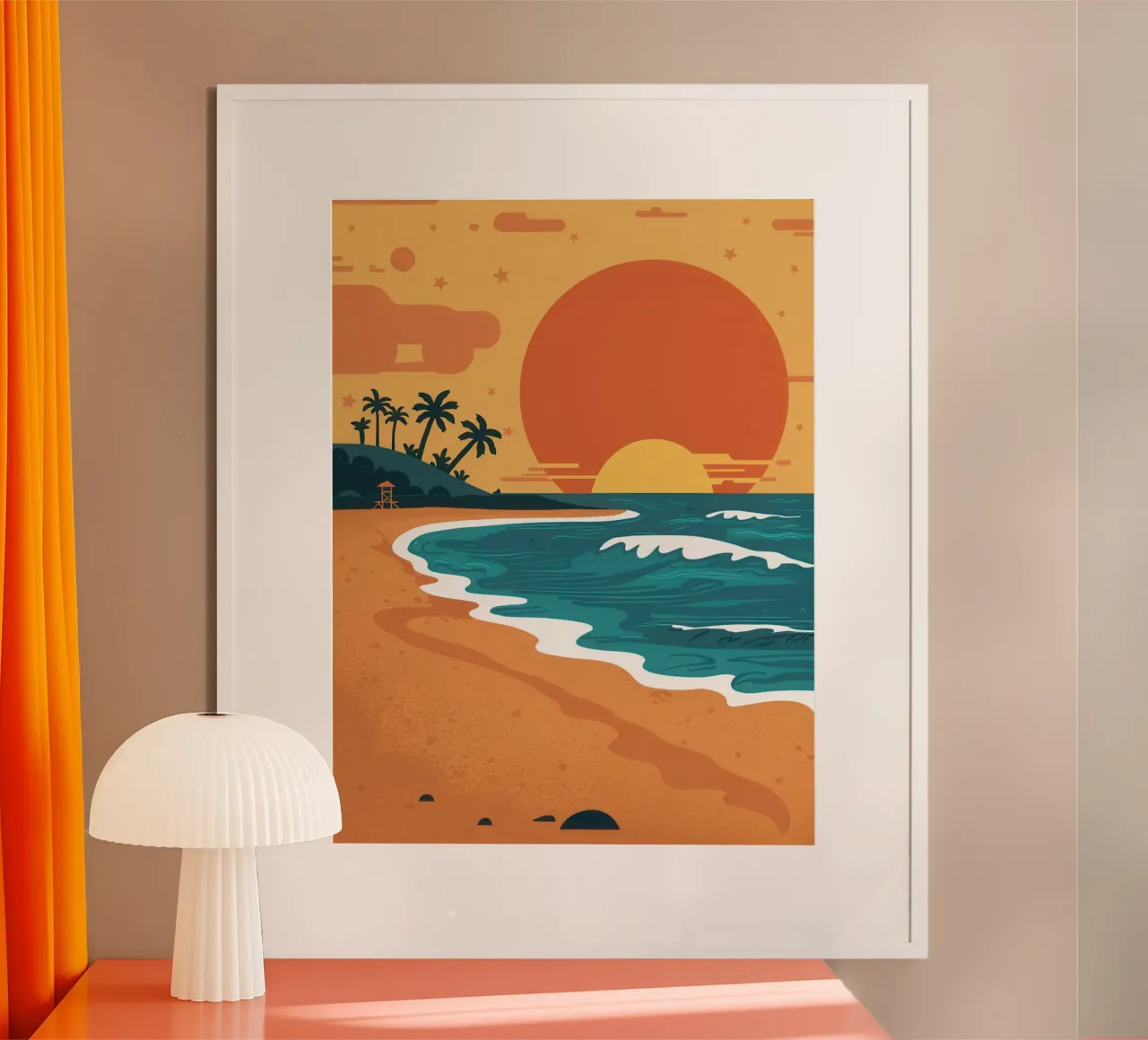 Tramonto sulla sabbia dorata poster da Reds Jays