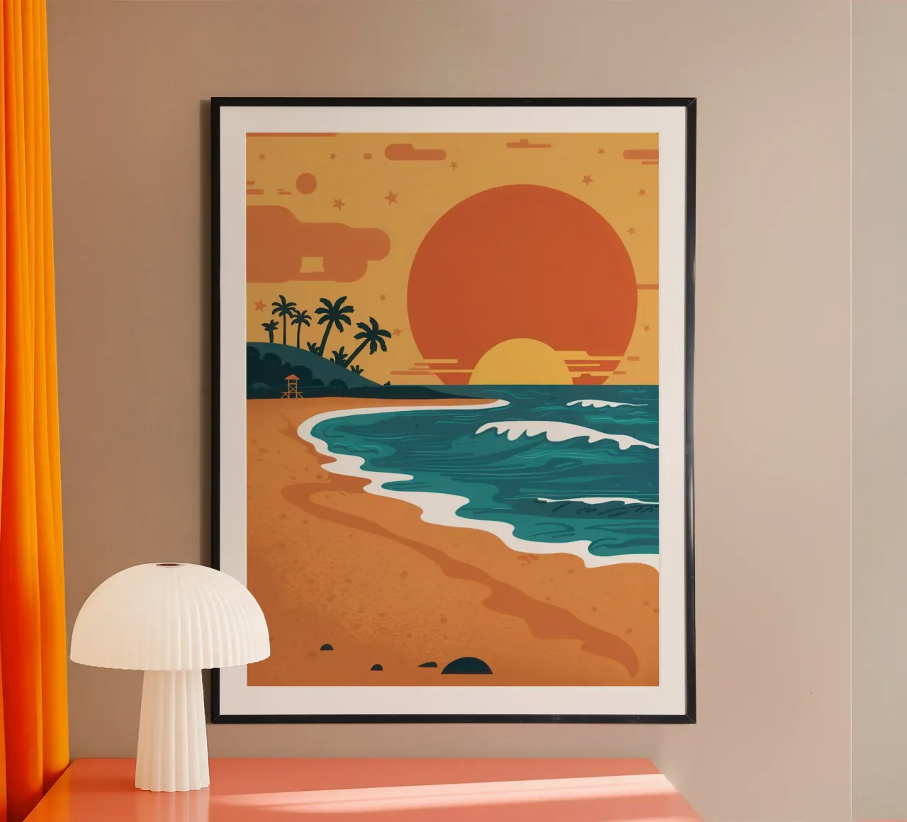 Tramonto sulla sabbia dorata poster da Reds Jays