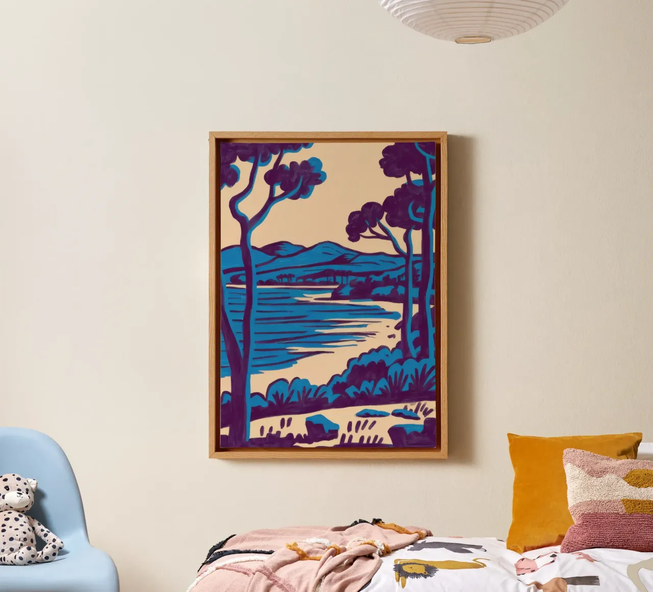 Indigo kustlijn droom canvas met Baklijst van Reds Jays