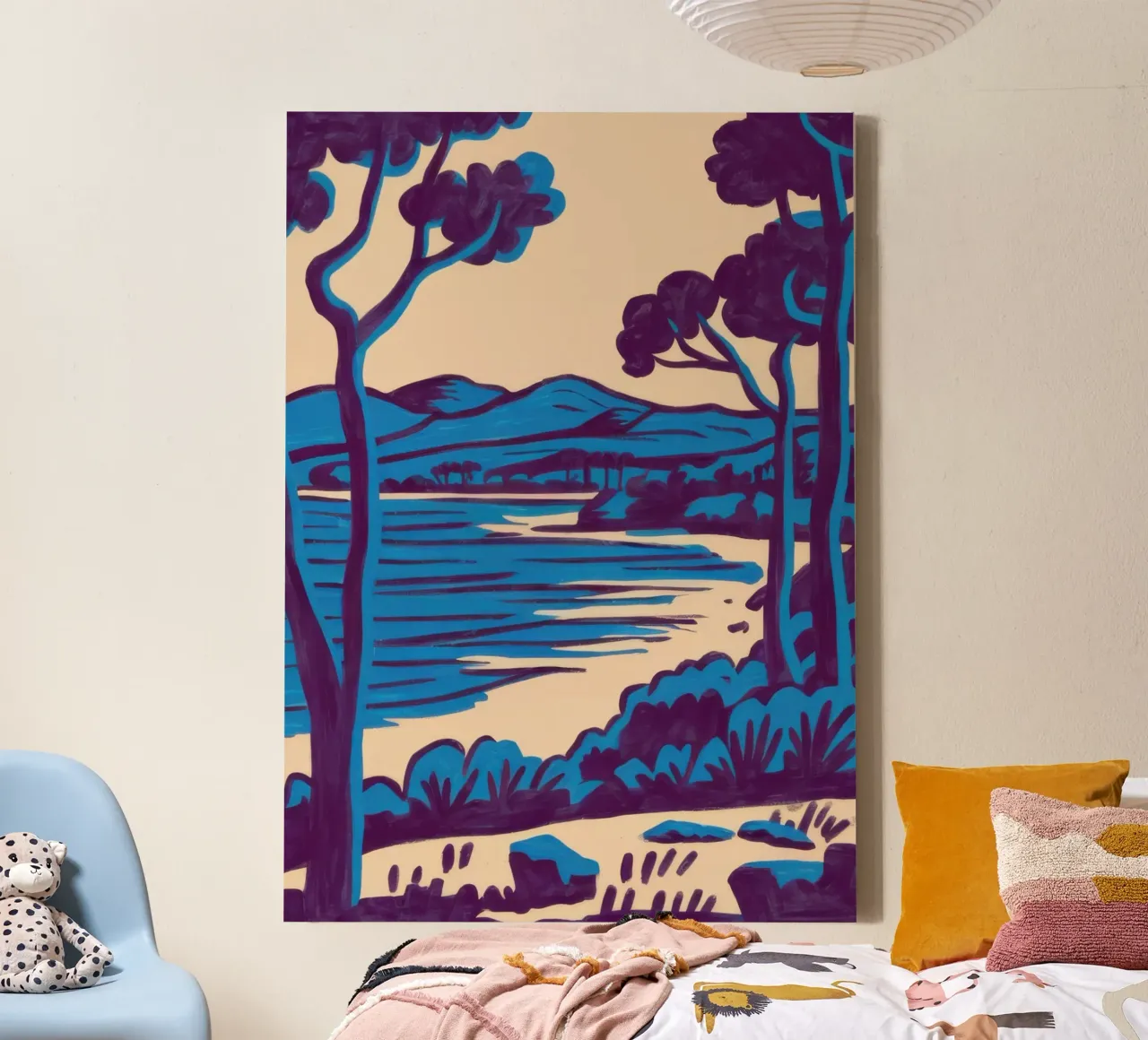 Indigo kustlijn droom canvas met Baklijst van Reds Jays