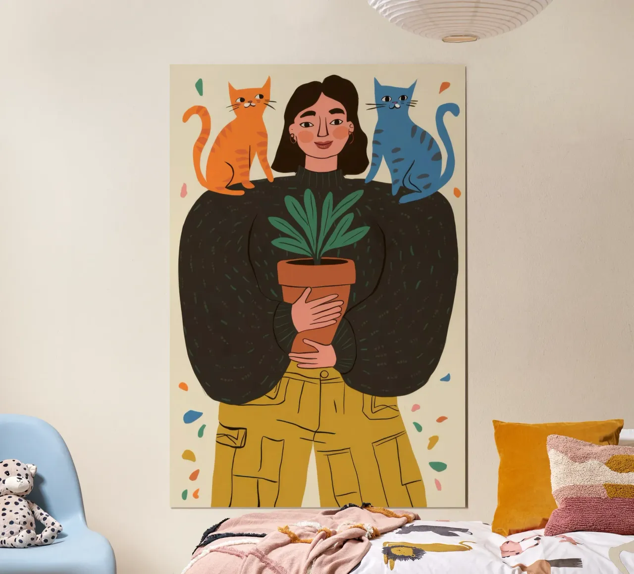 Guardiano felino del giardino poster con telaio in legno da Dream Gesso