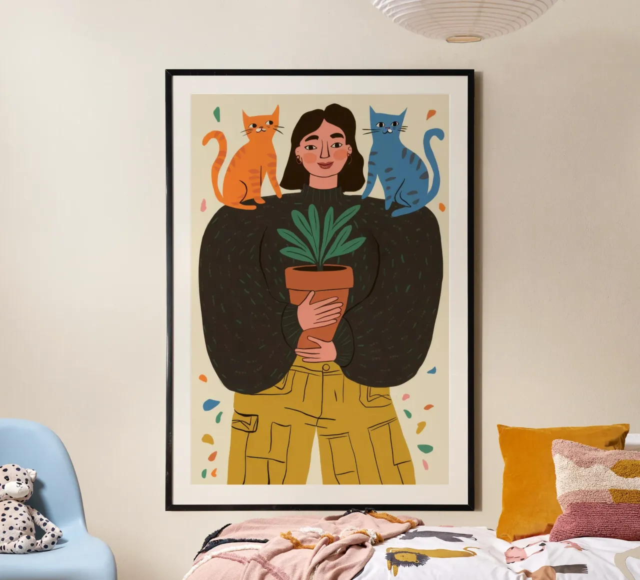 Guardiano felino del giardino poster con telaio in legno da Dream Gesso