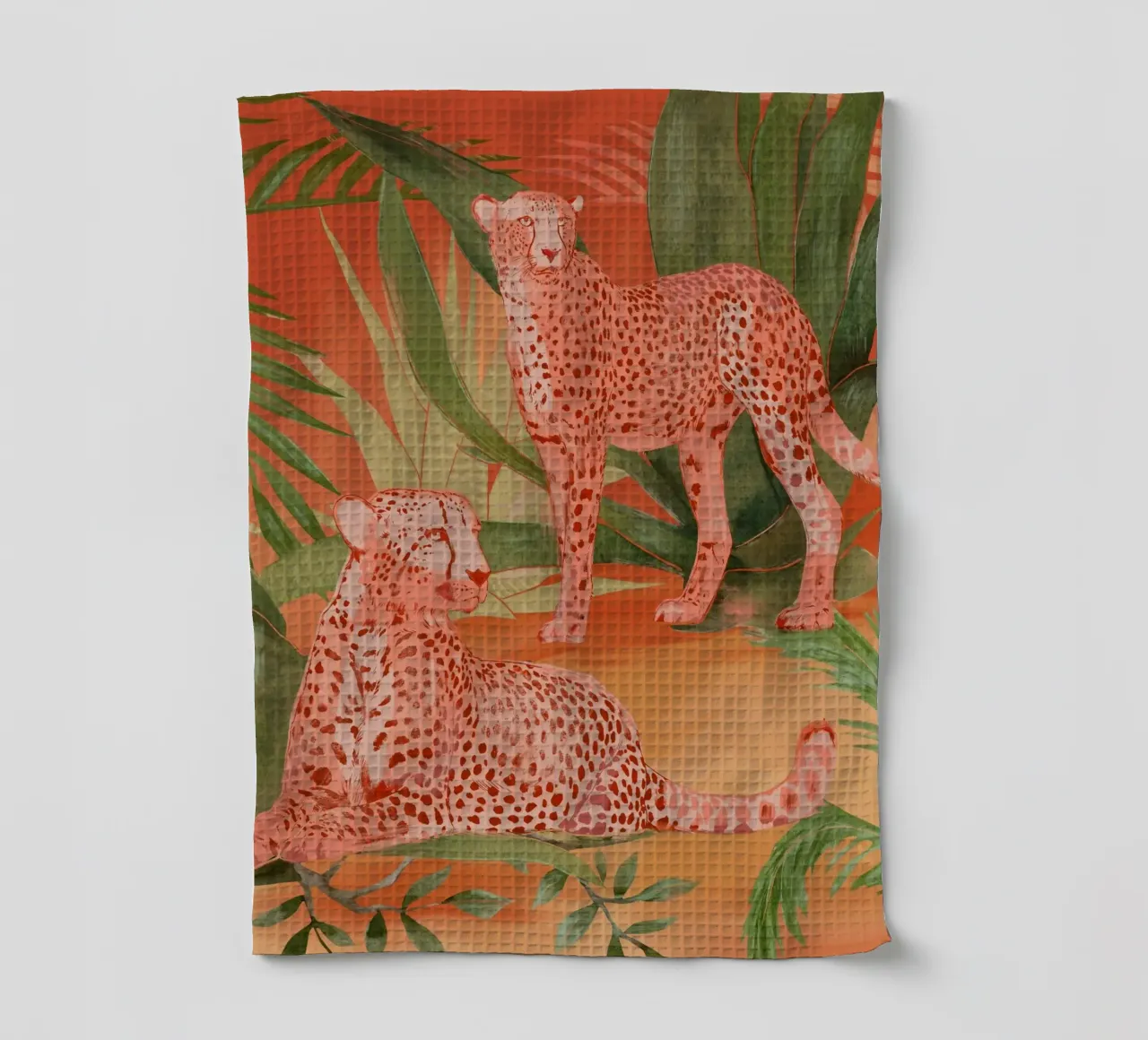 Tropical Cheetahs 2 tea towel by ThingDesign