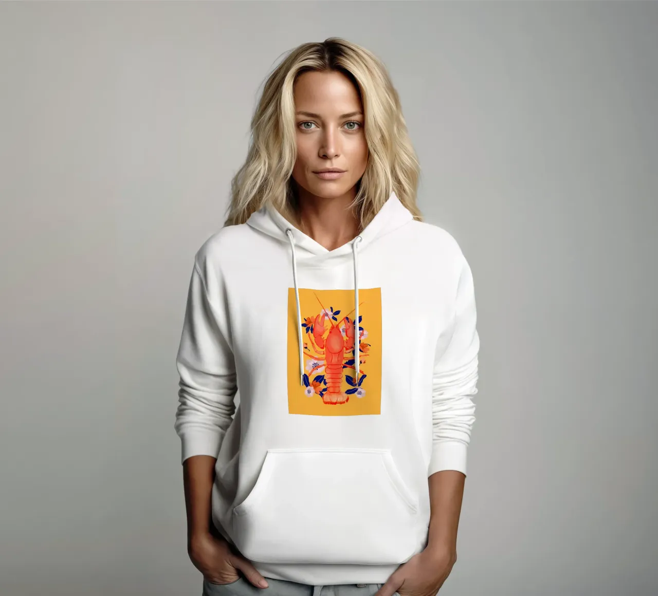 Aragosta con fiori felpa con cappuccio da ThingDesign