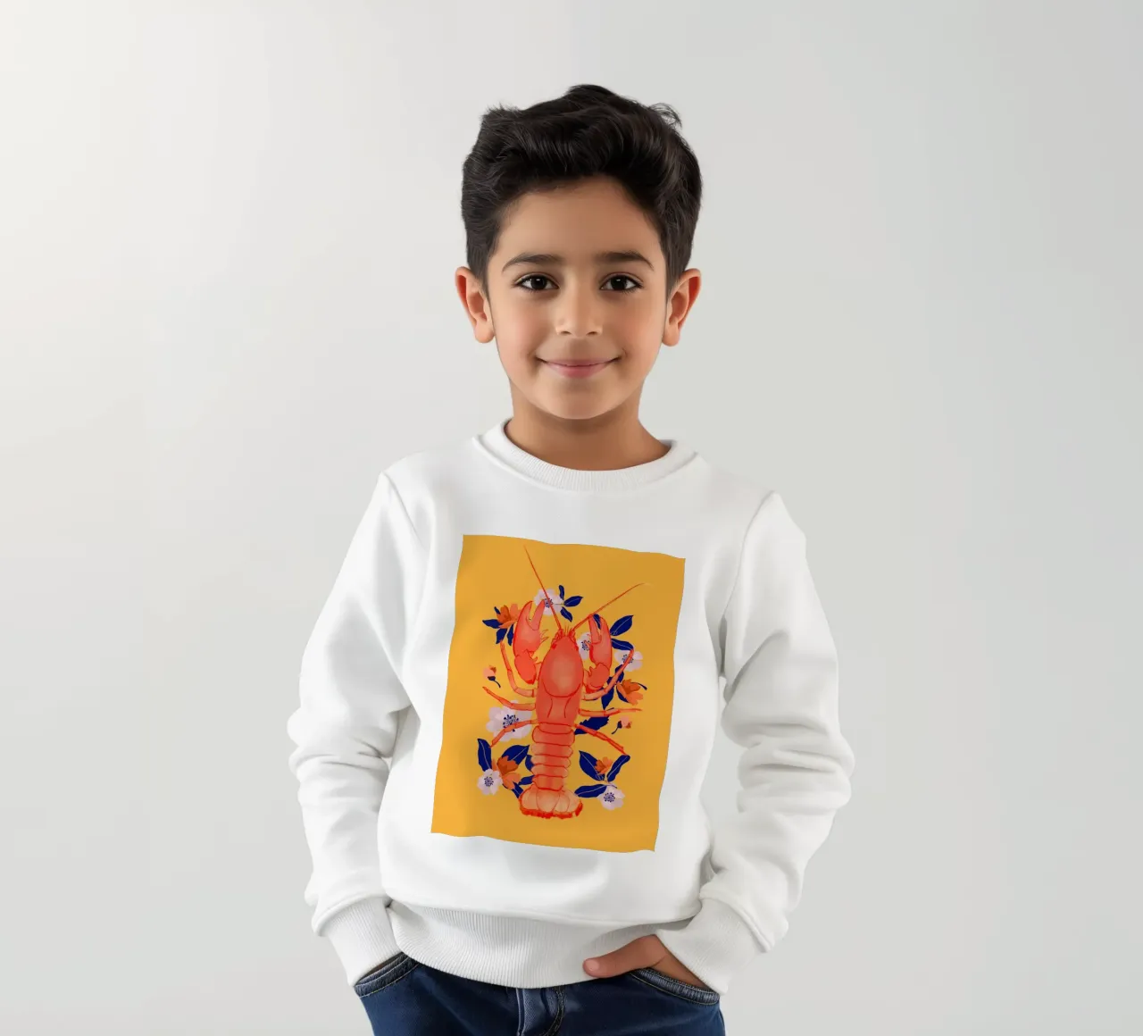 Aragosta con fiori felpa bambino da ThingDesign