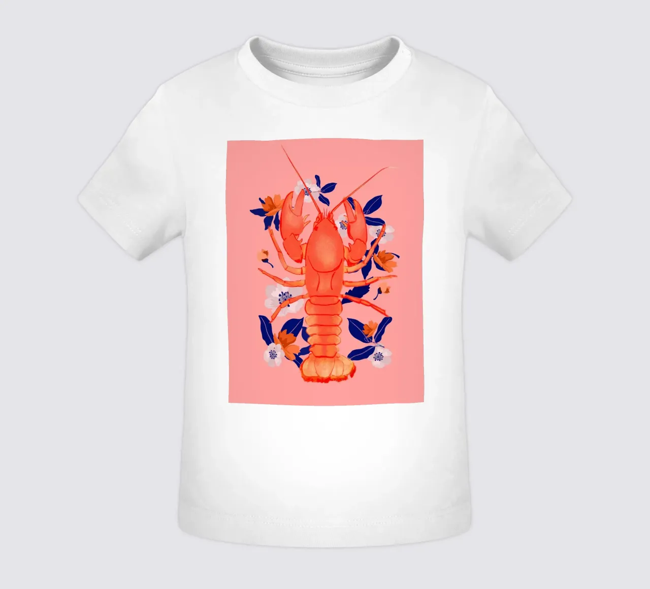 Lobster with Flowers 2 baby t-shirt by ThingDesign