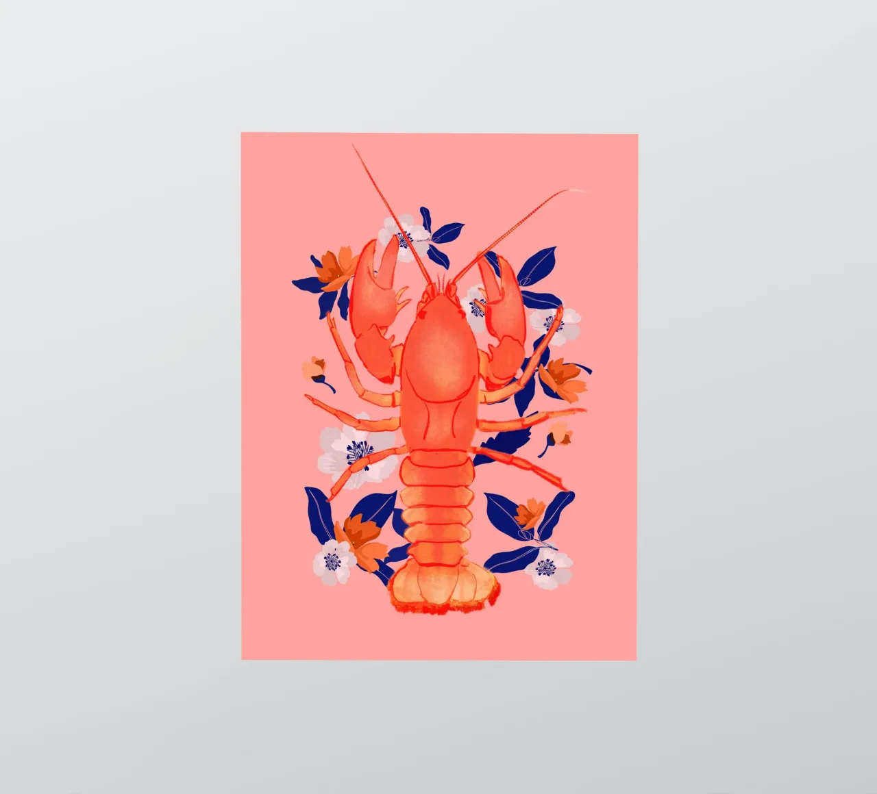 Lobster with Flowers 2 sticker by ThingDesign