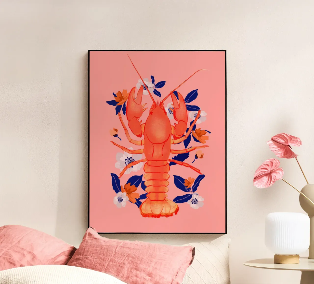 Kreeft met bloemen 2 acryl van ThingDesign