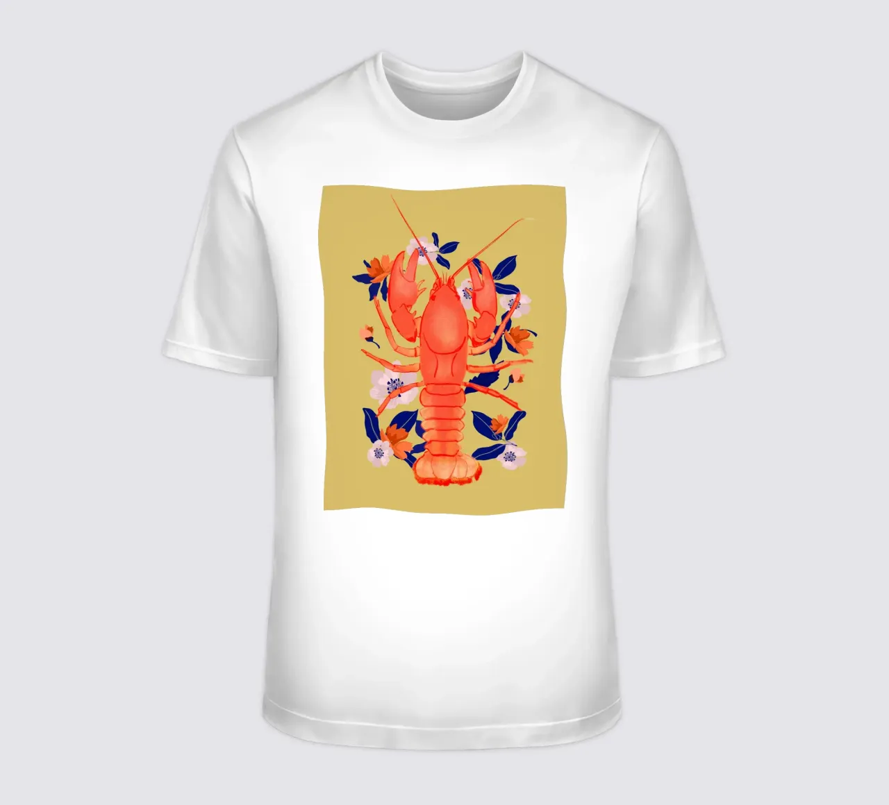 Lobster with Flowers 3 t-shirt by ThingDesign