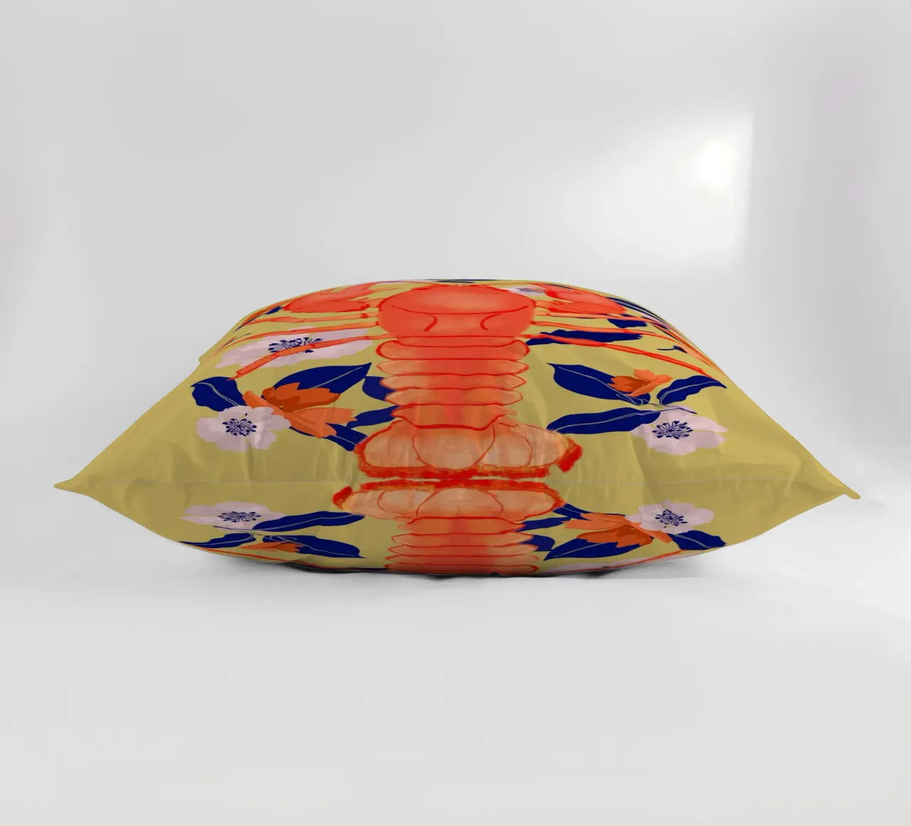 Lobster with Flowers 3 decorative cushion by ThingDesign