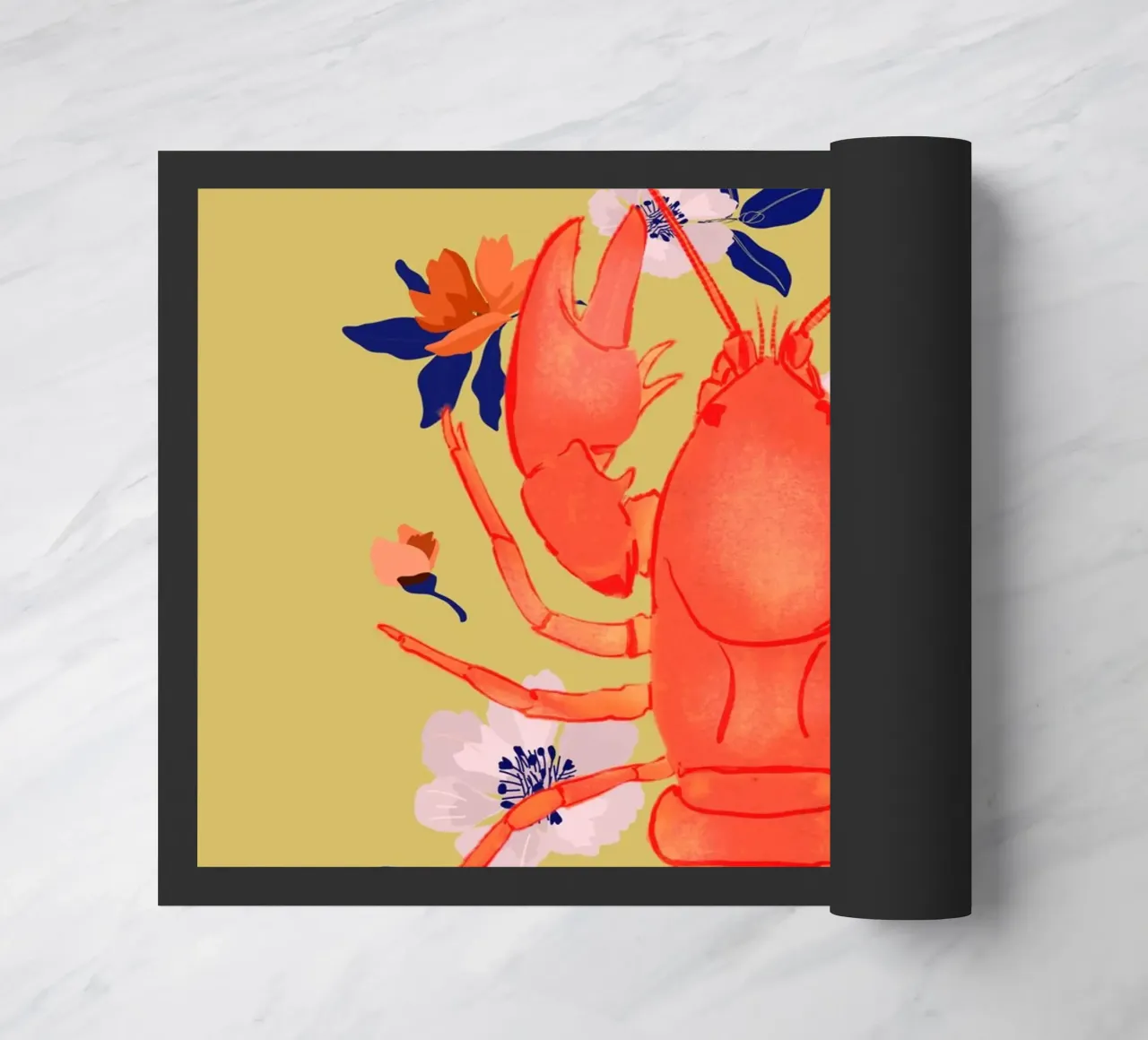 Lobster with Flowers 3 doormat by ThingDesign
