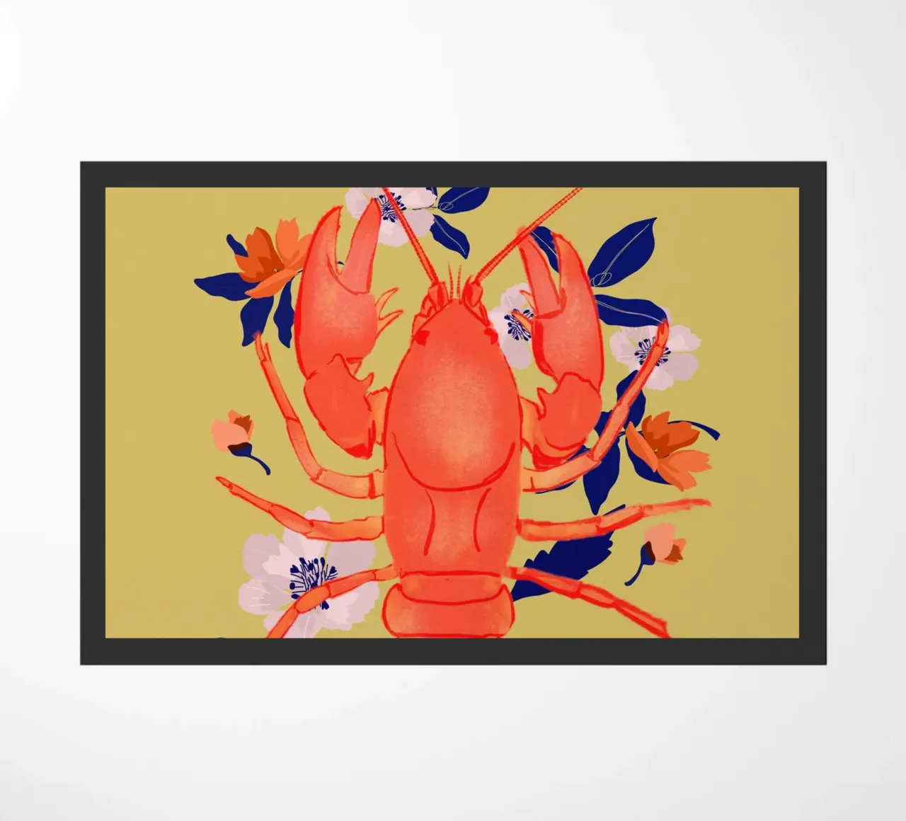 Lobster with Flowers 3 doormat by ThingDesign