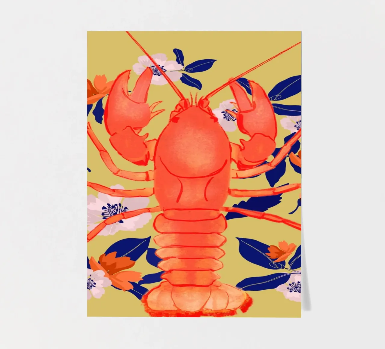 Lobster with Flowers 3 sticker sheet by ThingDesign