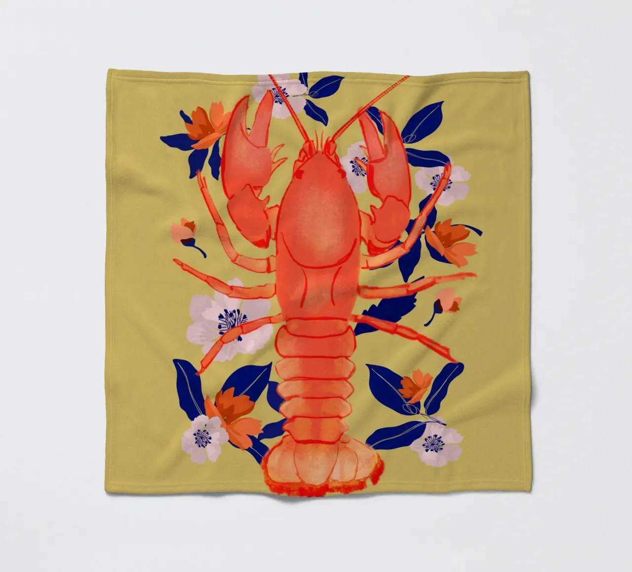 Aragosta con fiori 3 coperta in pile da ThingDesign