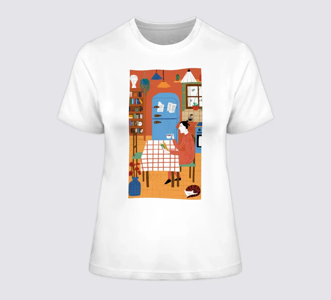 Kitchen Reading Nook women's fitted t-shirt by Monuments Fire