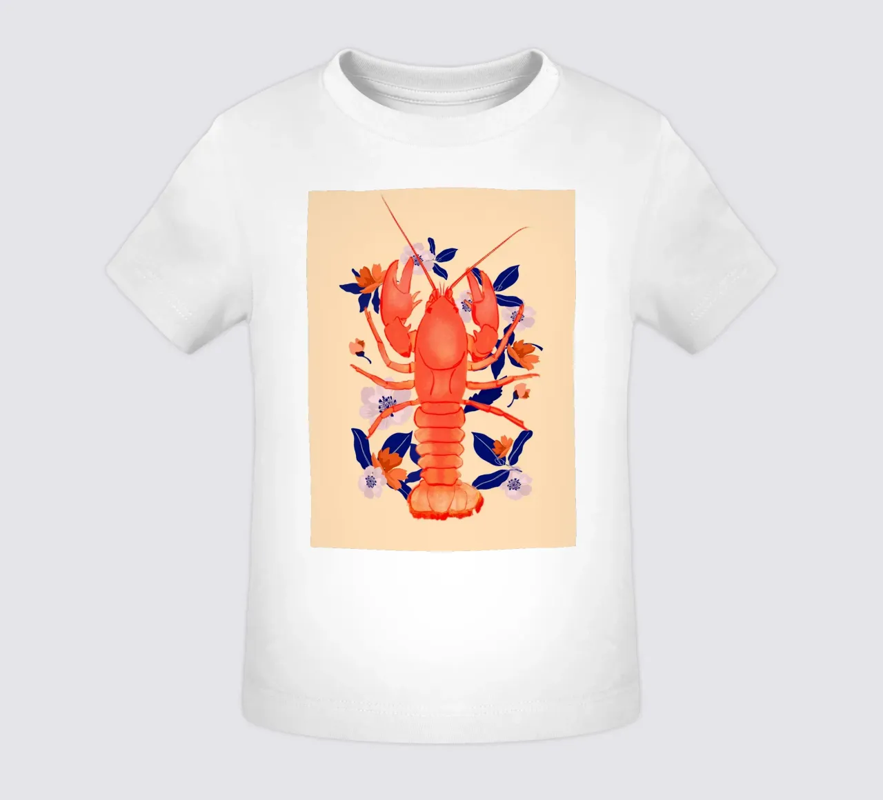 Lobster with Flowers 5 baby t-shirt by ThingDesign