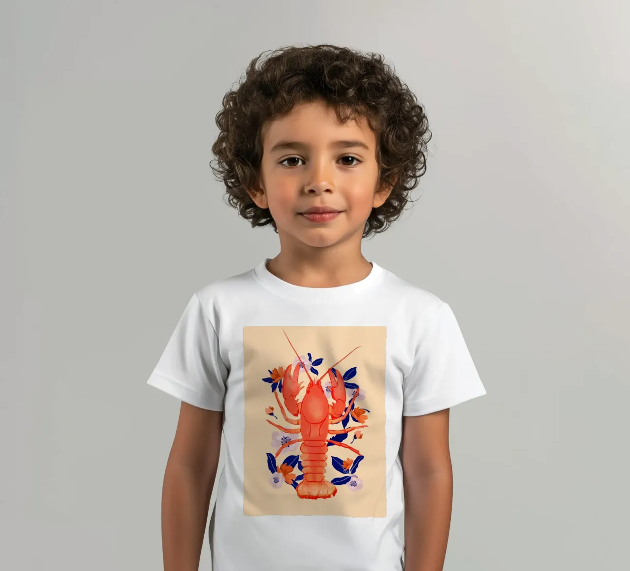 Lobster with Flowers 5 kids t-shirt by ThingDesign