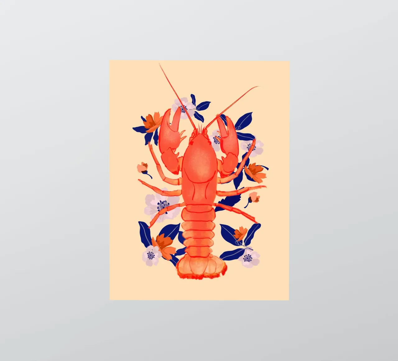 Lobster with Flowers 5 sticker by ThingDesign