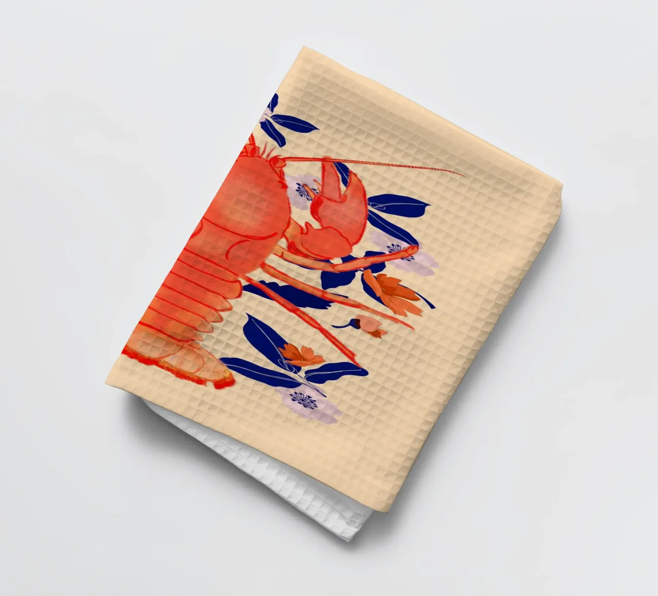 Lobster with Flowers 5 tea towel by ThingDesign