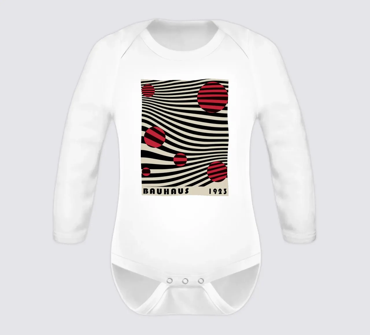 Bauhaus 1923 Wellen – Op-Art Kugel Design Langarm Babybody von Casa Calm