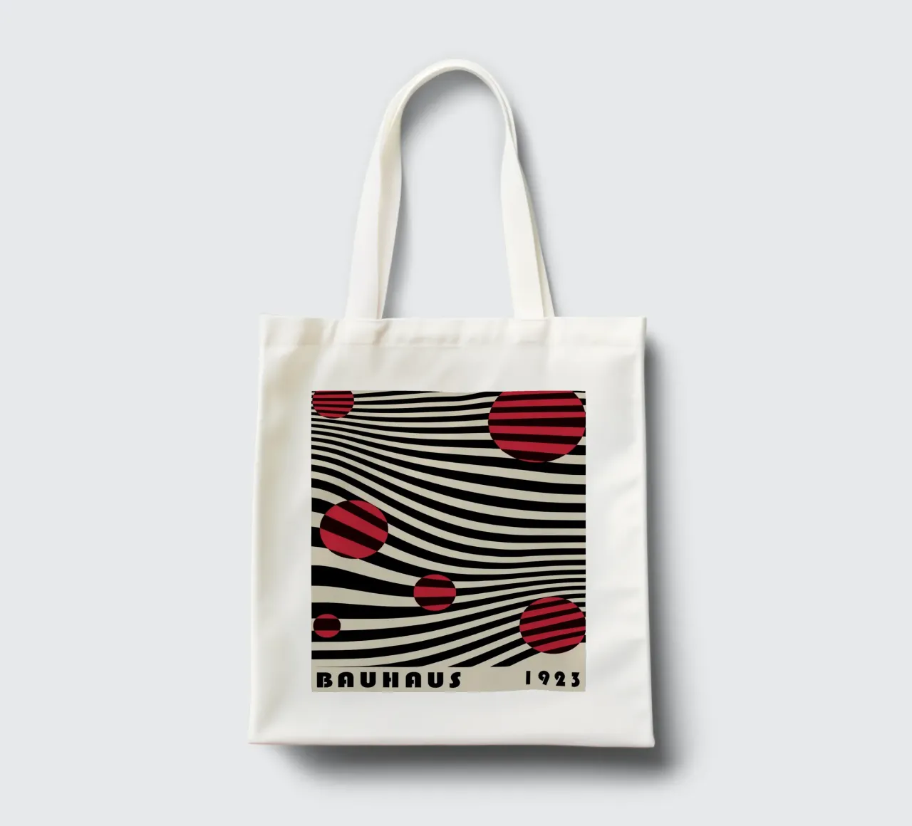 Bauhaus 1923 Waves - Sfera di design Op-Art borsa in juta da Casa Calm