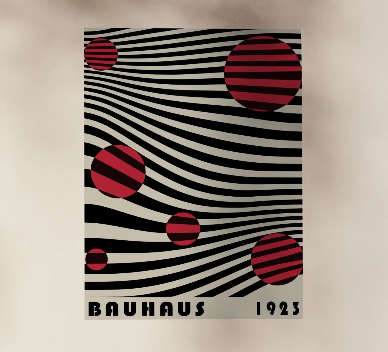 Bauhaus 1923 Waves - Sfera di design Op-Art pellicola backlit da Casa Calm