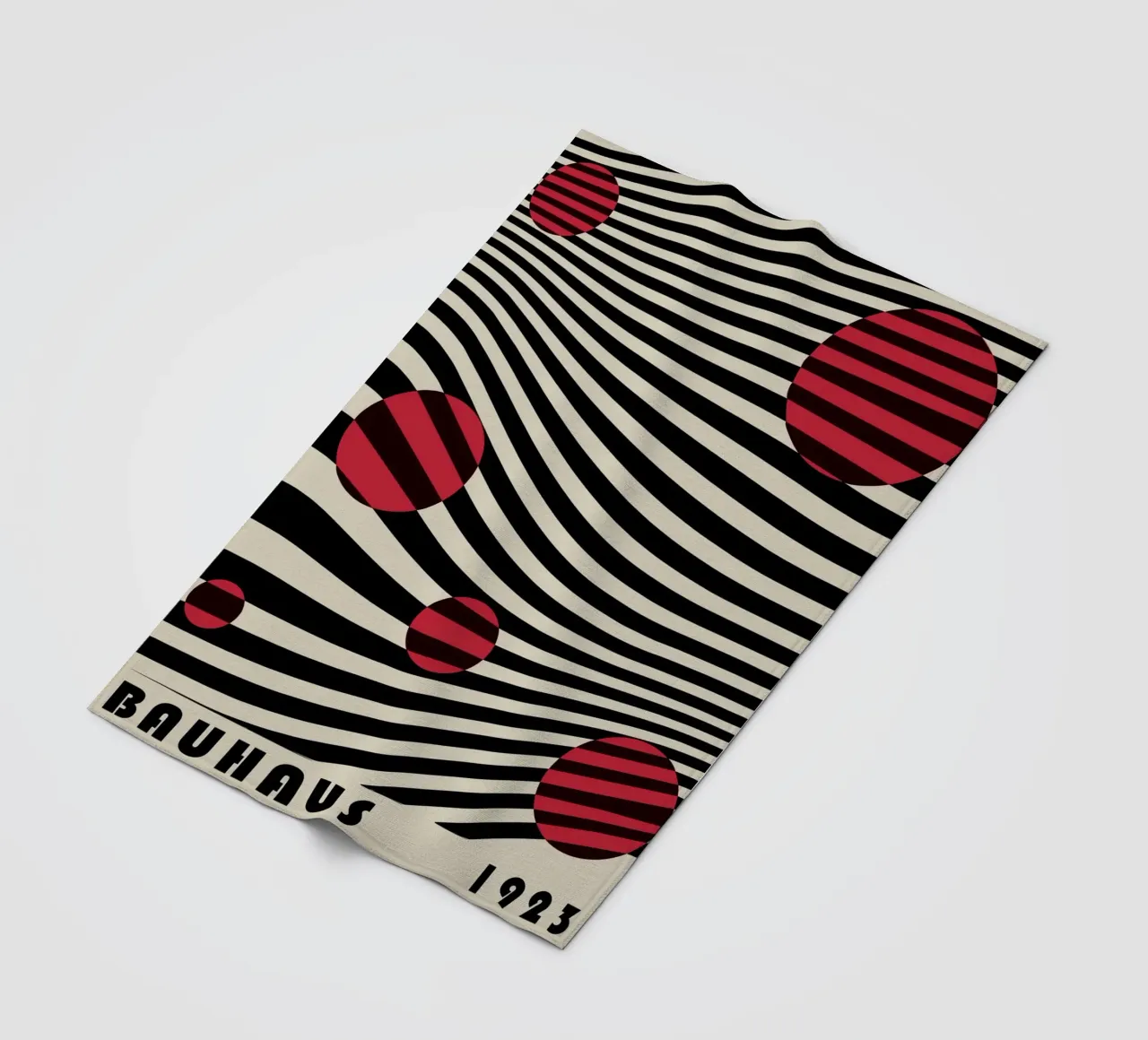Bauhaus 1923 Waves - Sfera di design Op-Art coperta in pile da Casa Calm