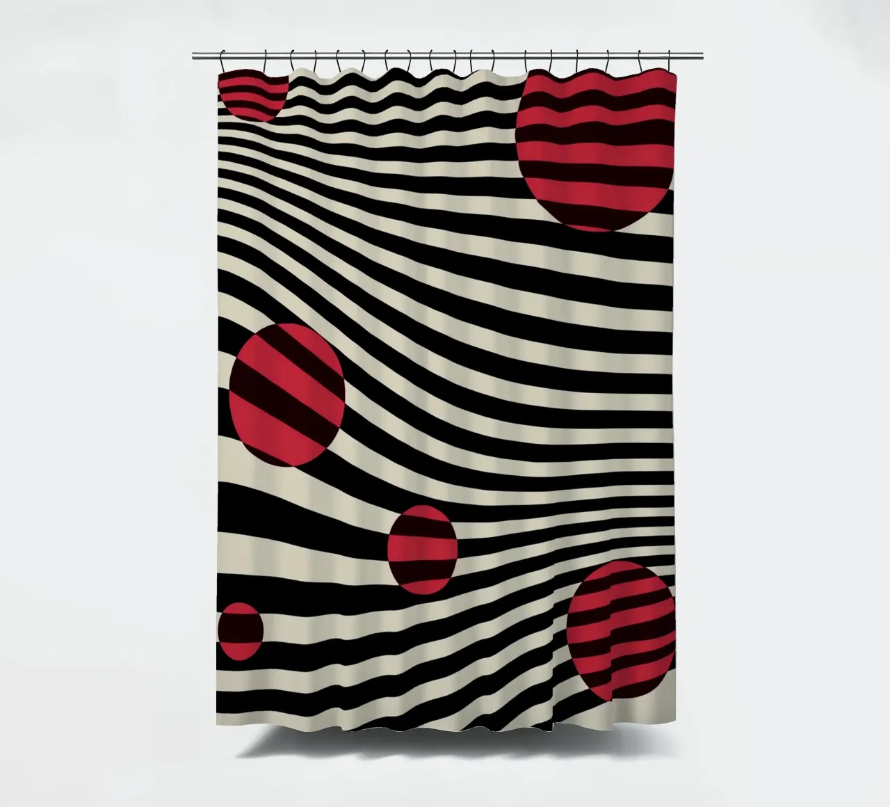 Bauhaus 1923 Waves - Sfera di design Op-Art tenda da doccia da Casa Calm