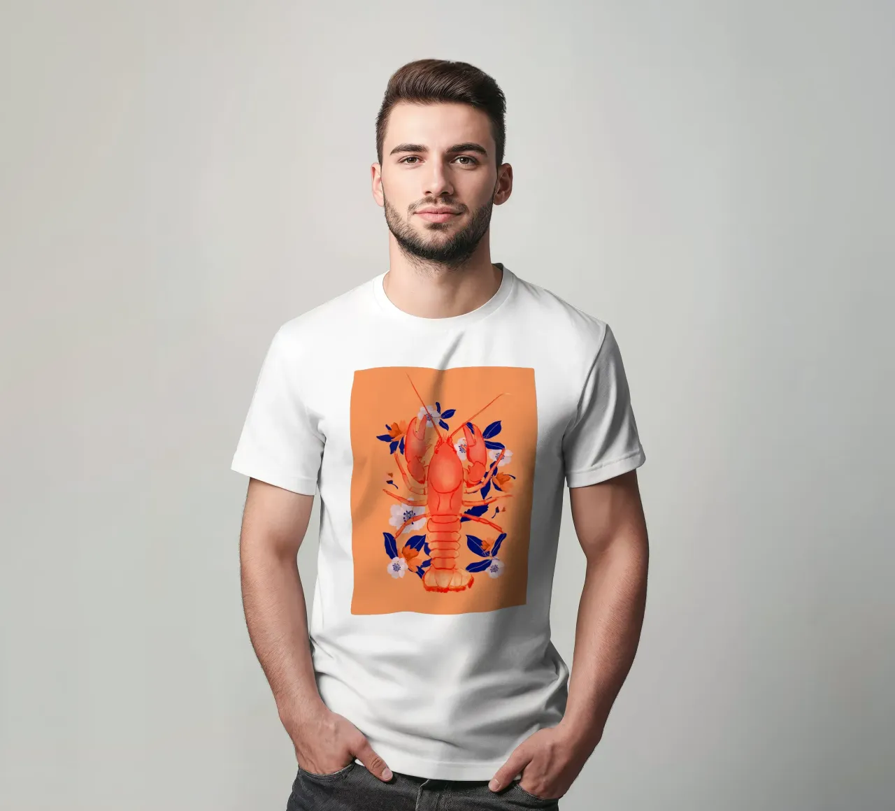 Aragosta con fiori t-shirt da ThingDesign