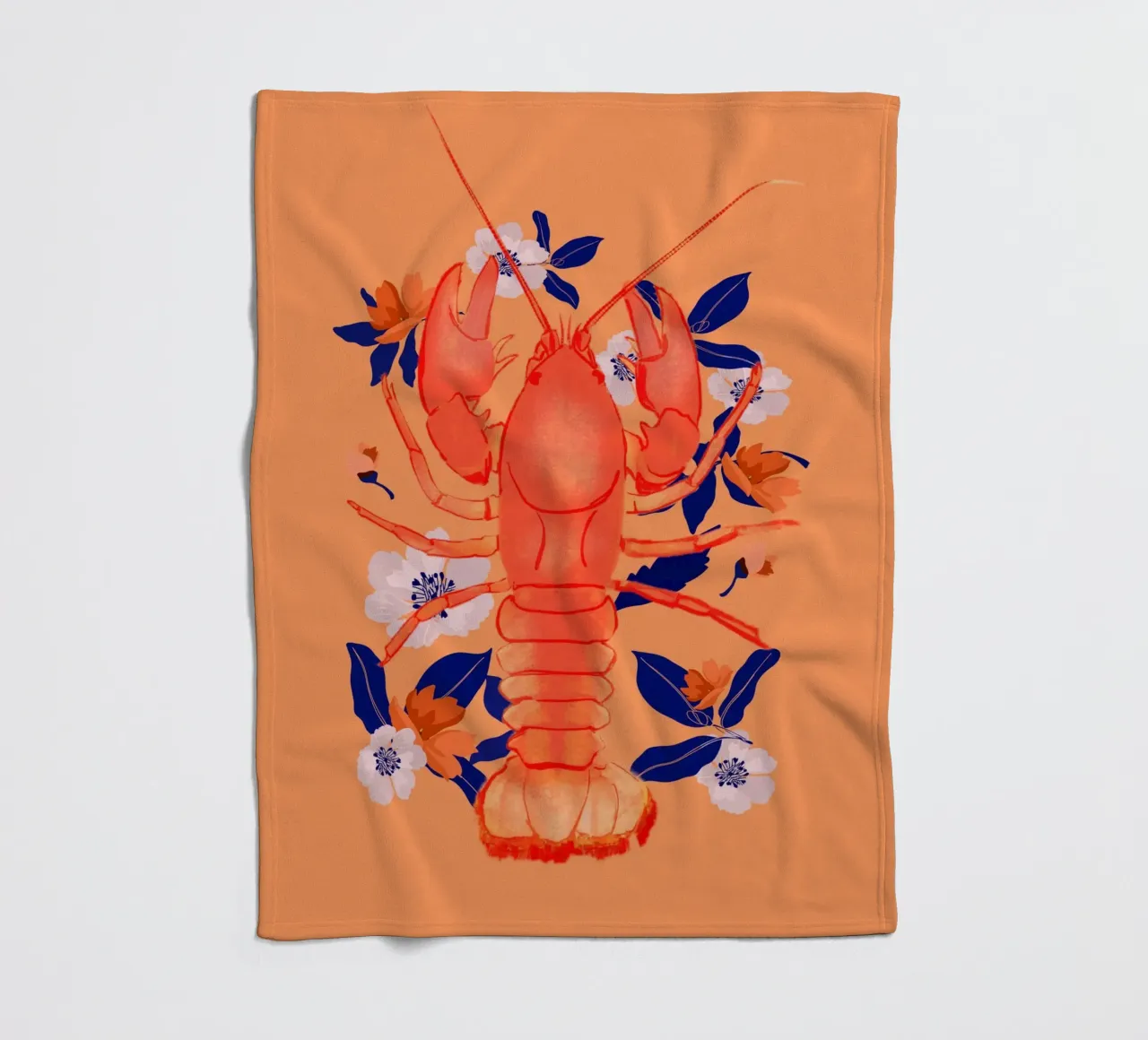 Aragosta con fiori coperta in pile da ThingDesign