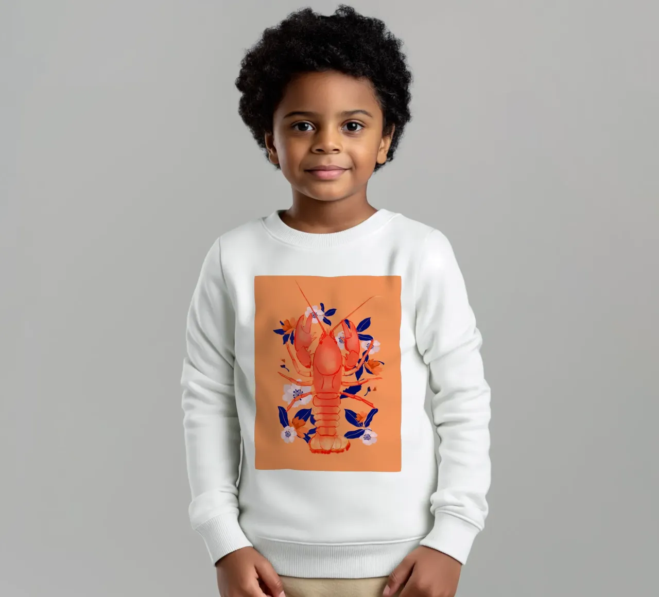Aragosta con fiori felpa bambino da ThingDesign