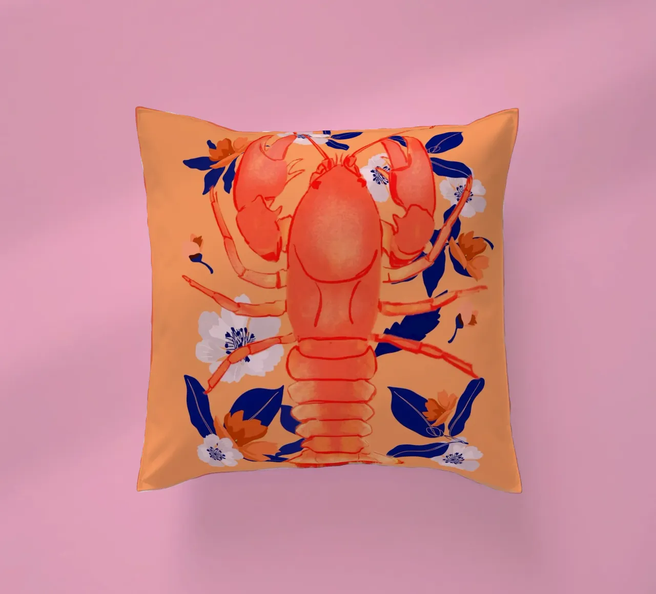 Aragosta con fiori cuscino da ThingDesign