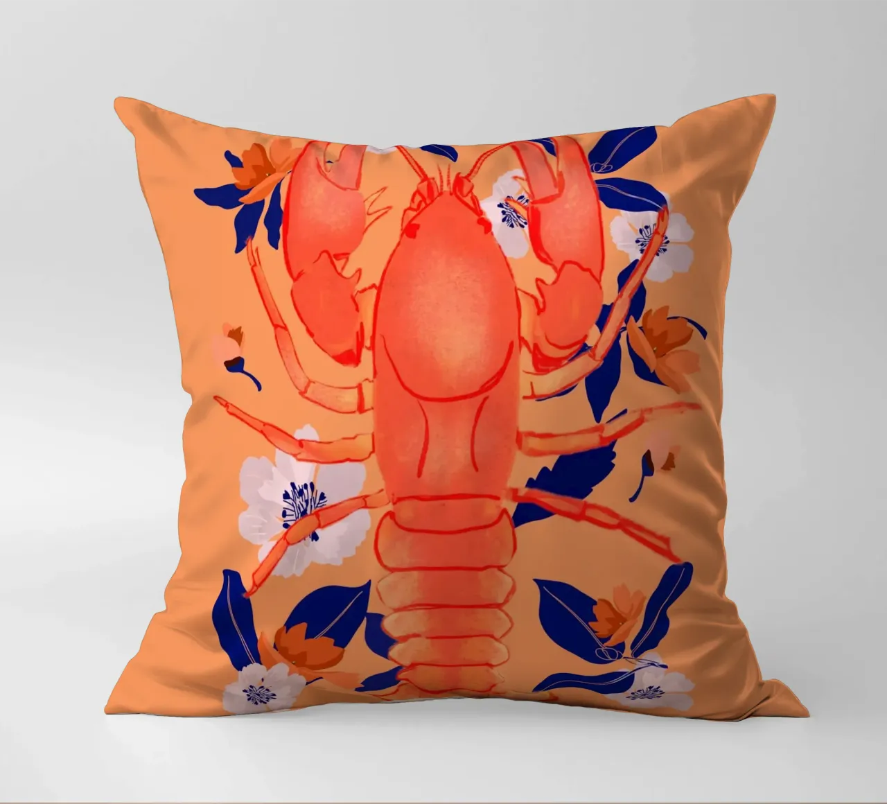 Aragosta con fiori cuscino da ThingDesign