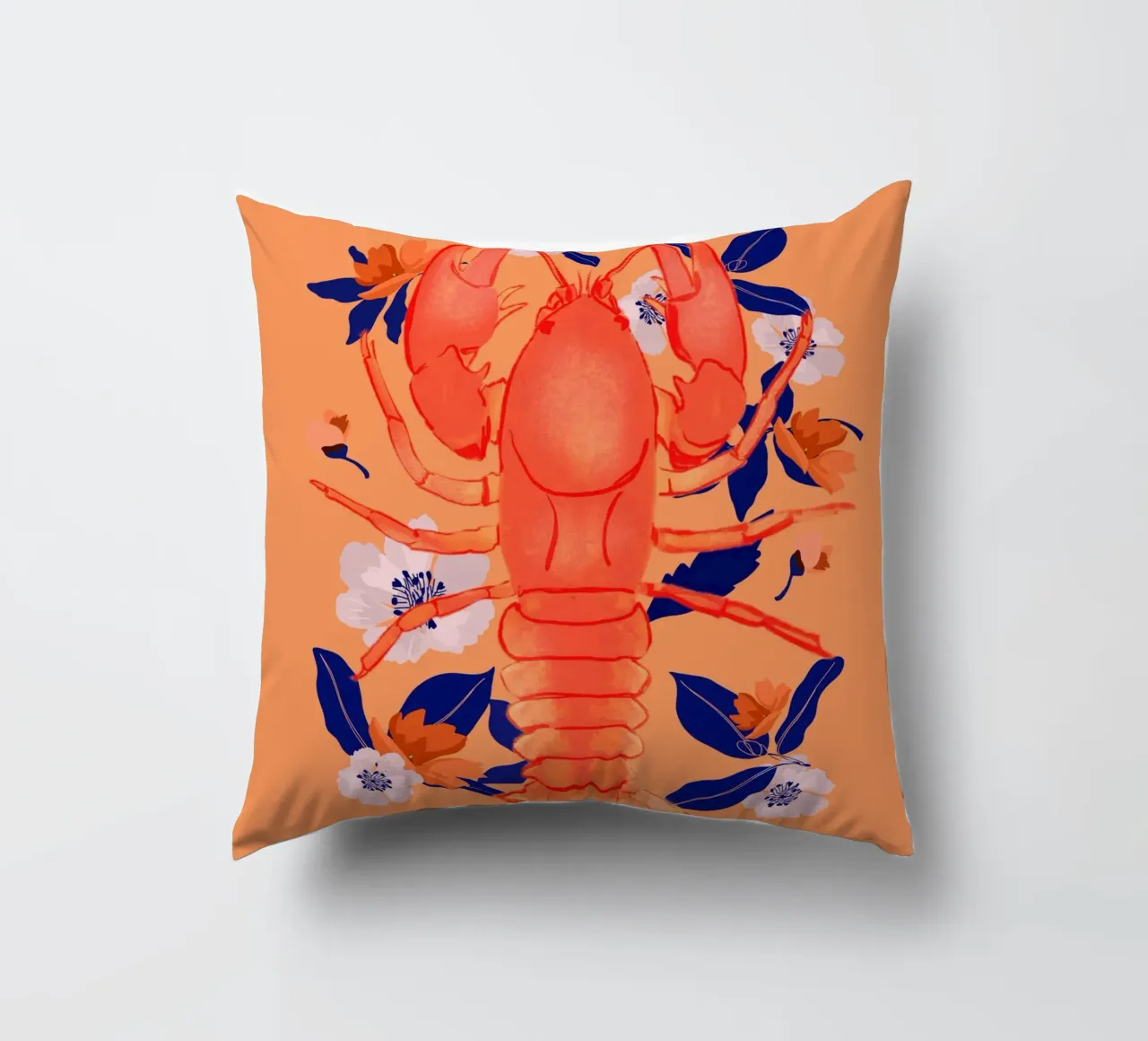 Aragosta con fiori cuscino da ThingDesign