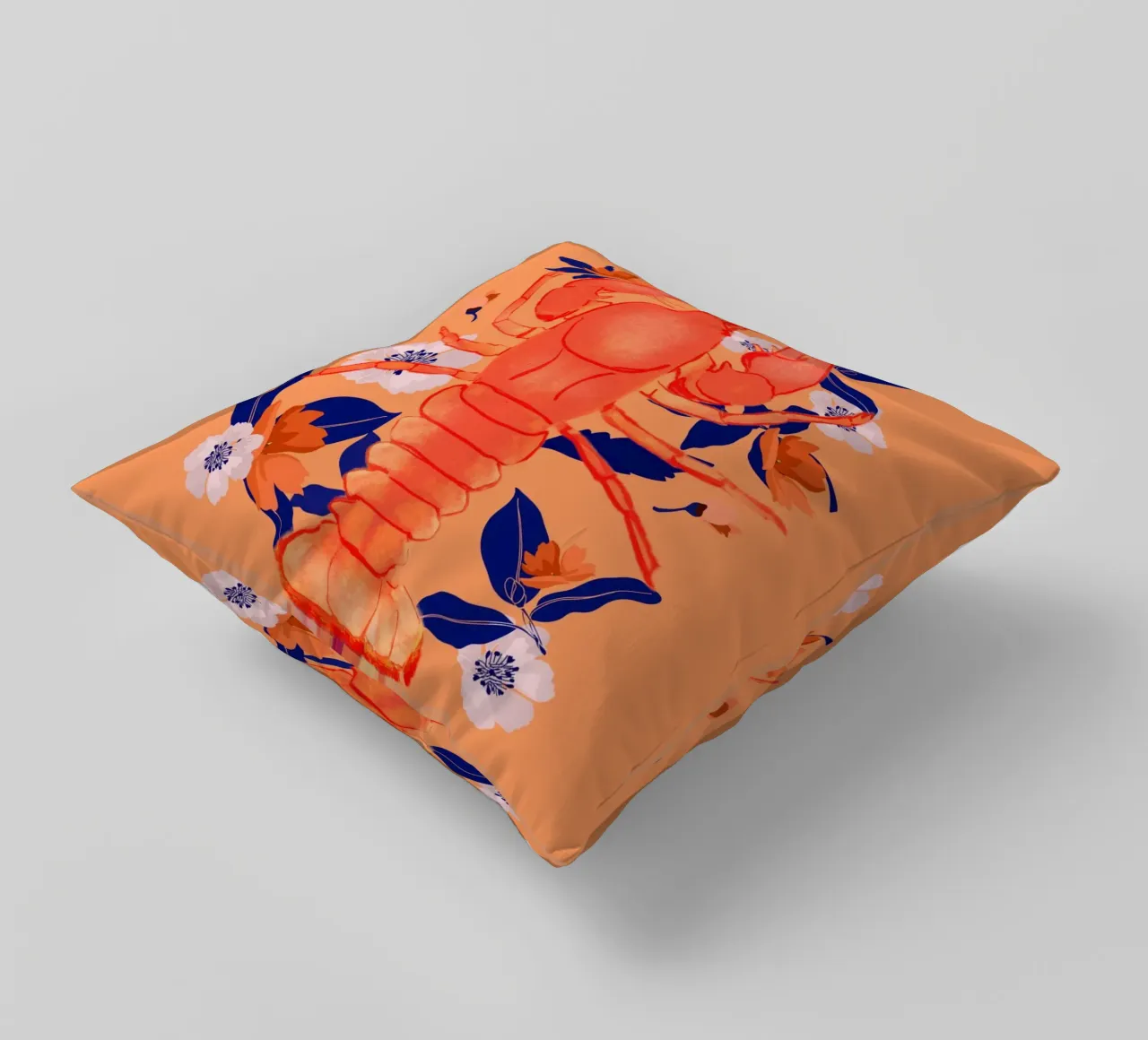 Aragosta con fiori cuscino da ThingDesign