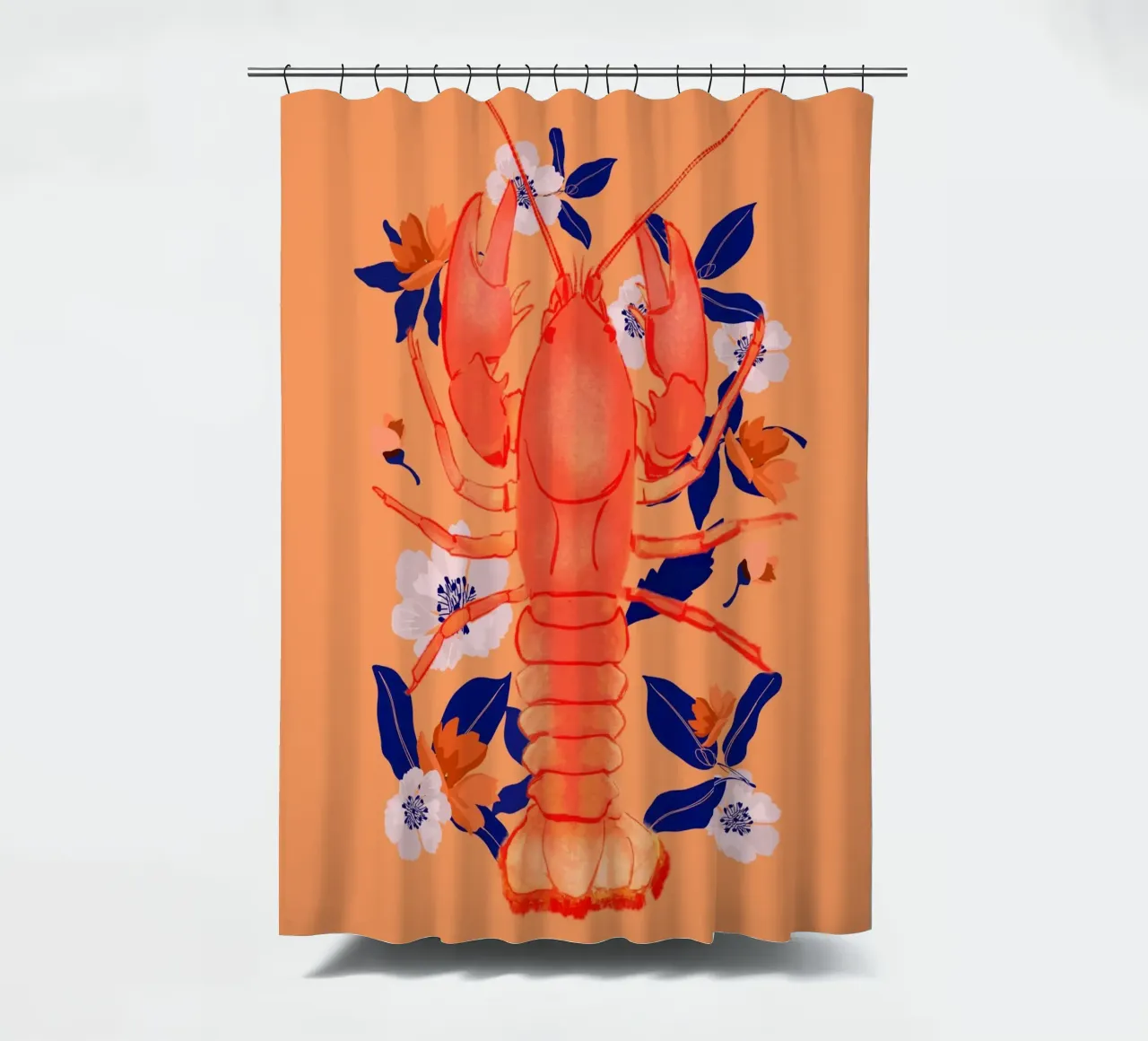 Aragosta con fiori tenda da doccia da ThingDesign